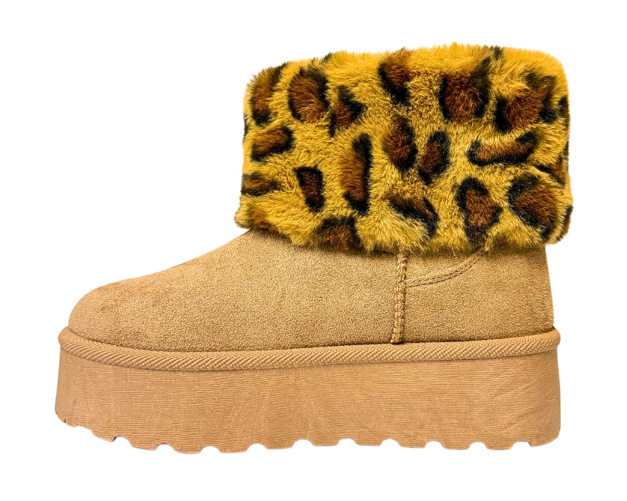 Women's Fold Over Faux Fur Lining Platform Ankle Boots