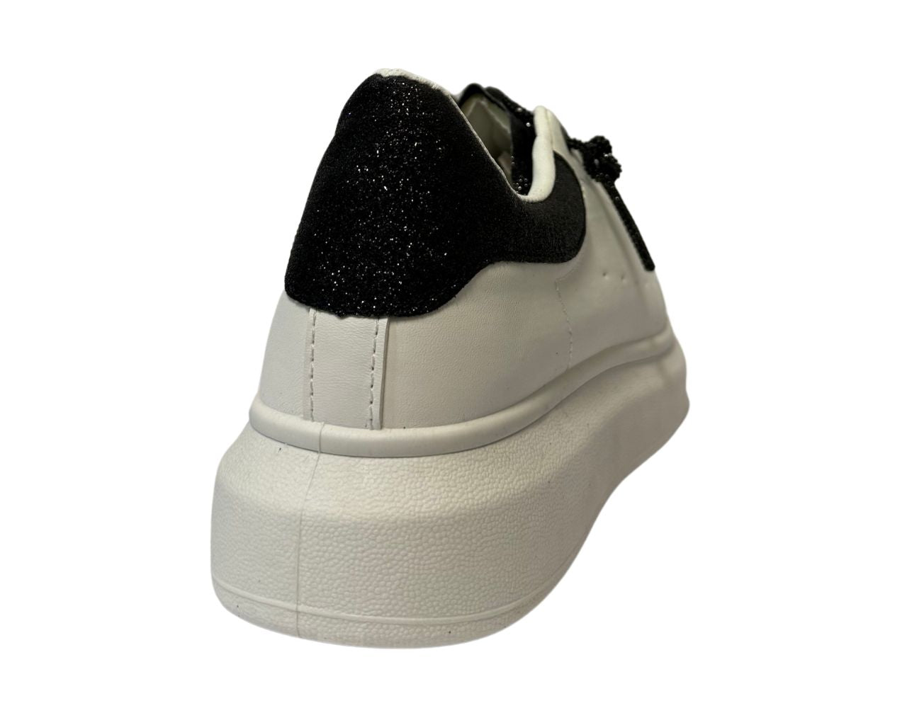 Women's Faux Leather Rhinestone Lace Up Trainers