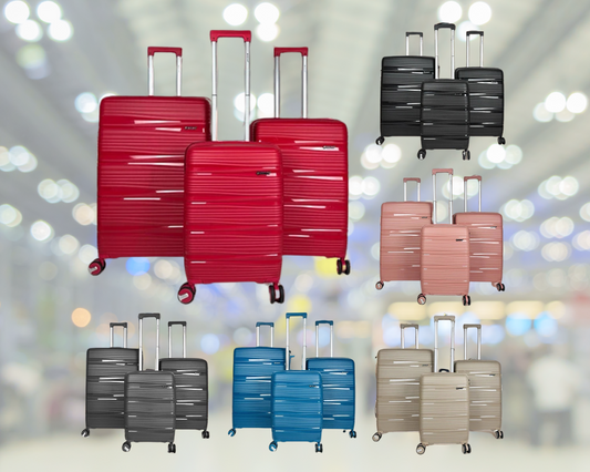 Hard Shell Lightweight Set of 3 Polypropylene Suitcases with Expandable Gusset