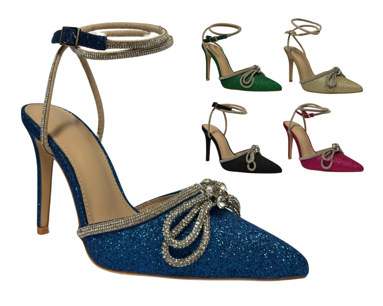 Women's Rhinestone Decor Ankle Strap Court Shoes