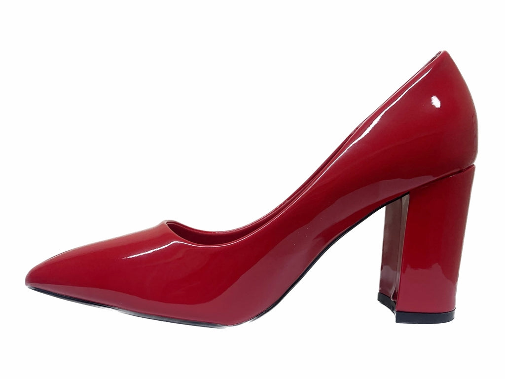 Stylish Block Heel Faux Patent Court Shoes for Women - Classy