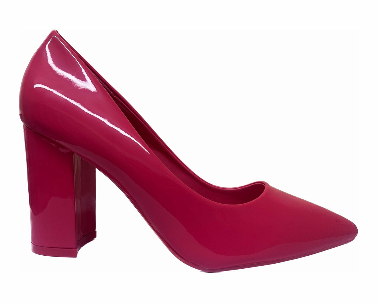 Stylish Block Heel Faux Patent Court Shoes for Women - Classy