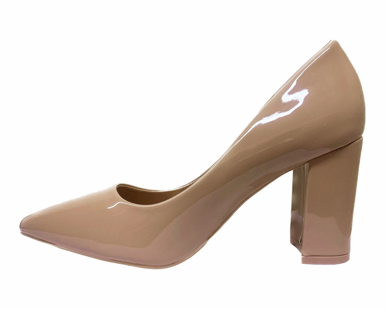Stylish Block Heel Faux Patent Court Shoes for Women - Classy