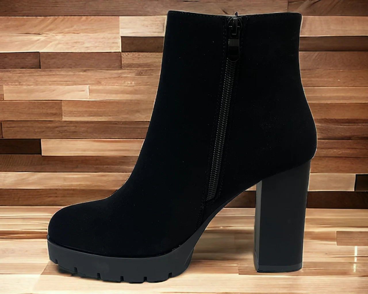 Block High Heels Zip Ankle Boots