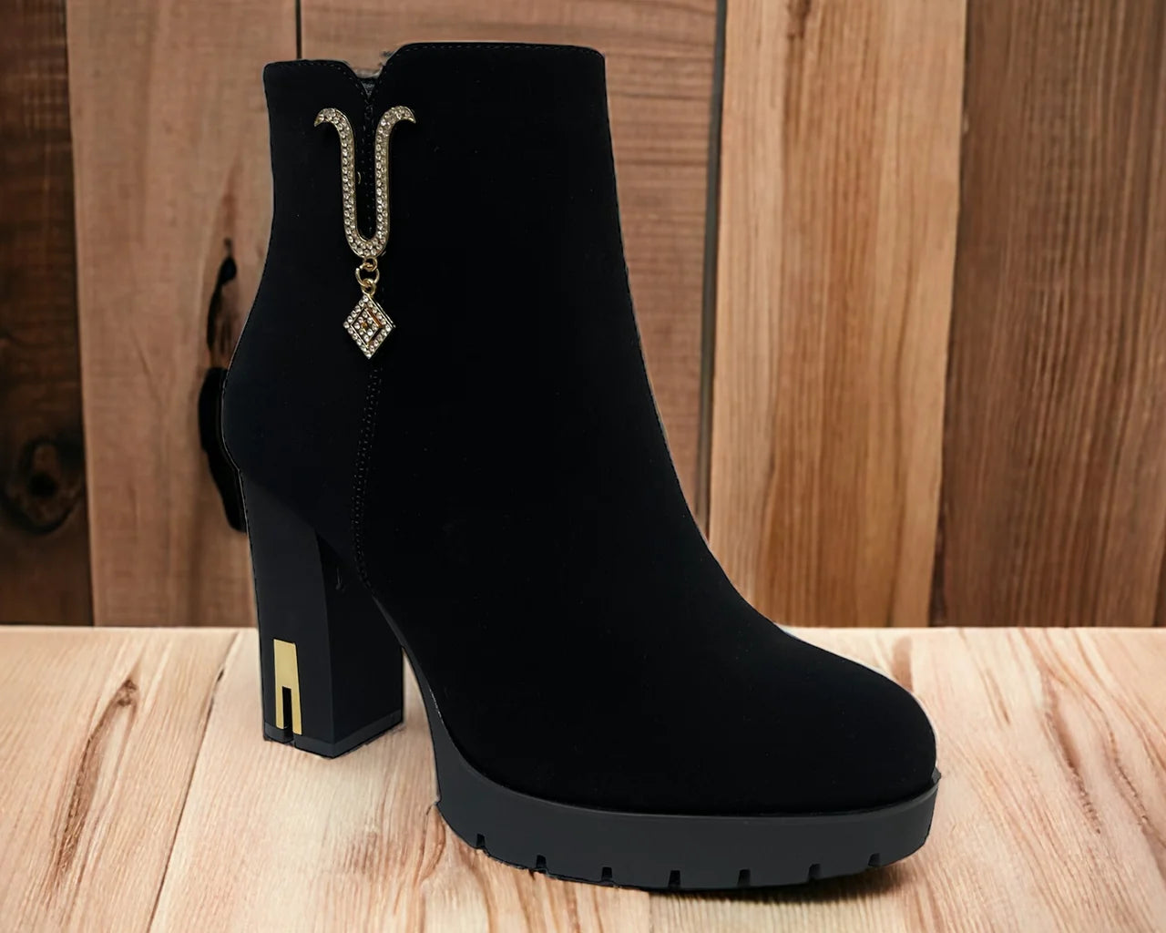 Block High Heels Zip Ankle Boots