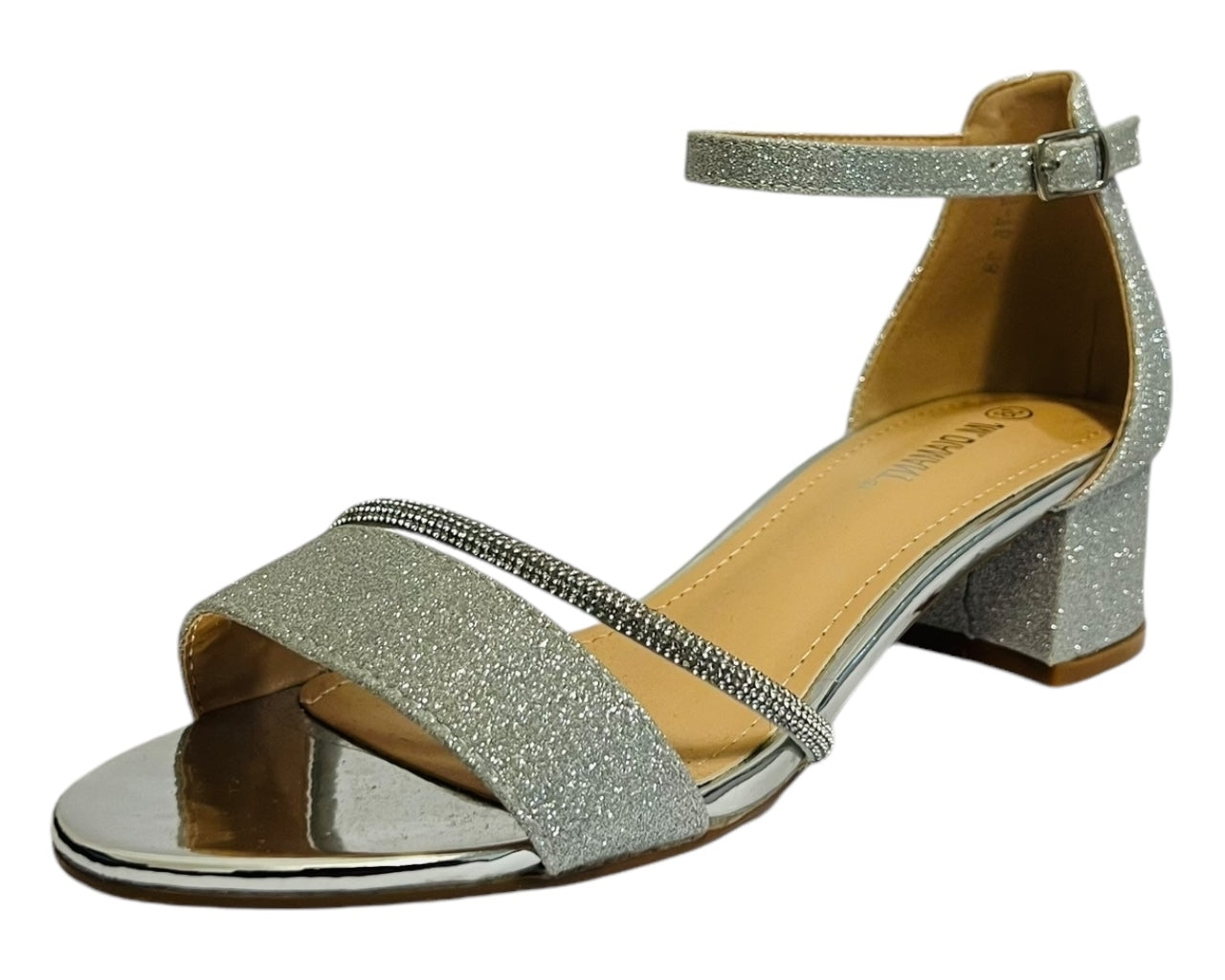 Ankle Strap Glitter Block 4.5CM Heel Shoes