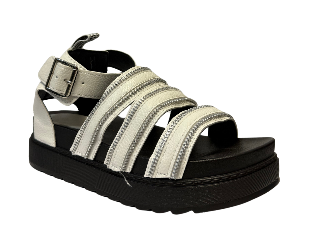 Women's Faux Leather Chunky Sole Double Buckle Gladiator Sandals