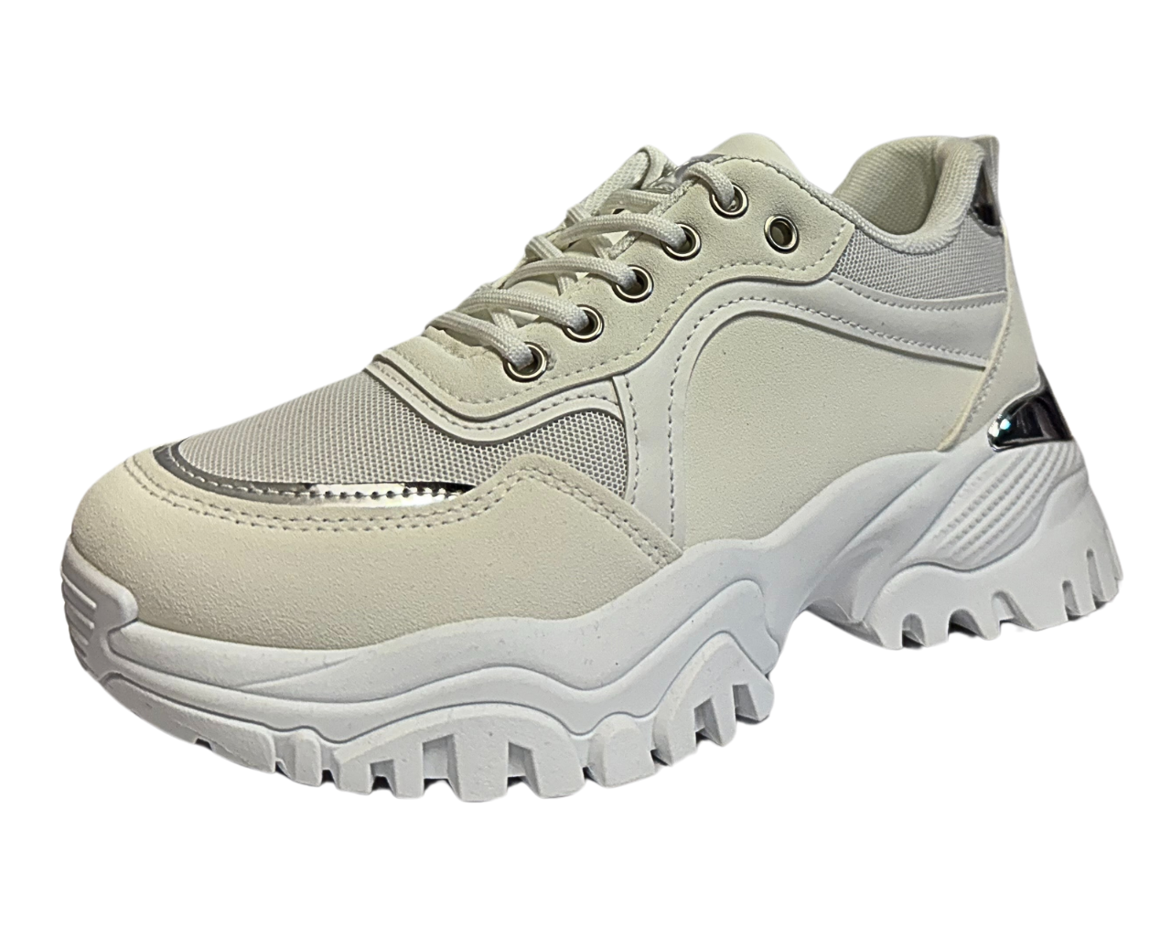 Women's Chunky Sole Diamante Lace Up Socks Trainers