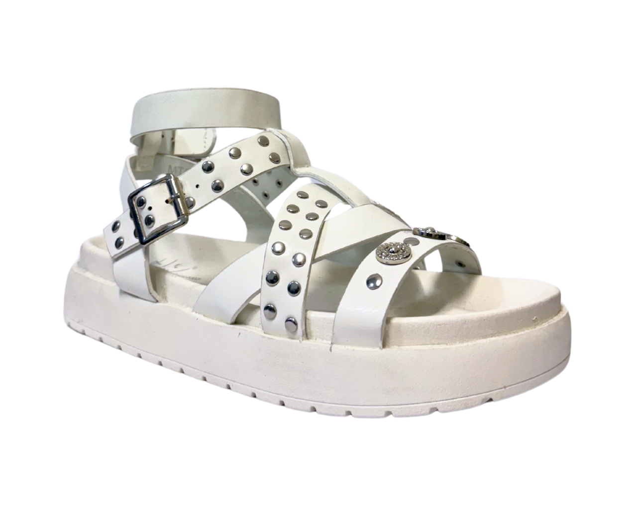 Women's Faux Leather Chunky Sole Golden Buckle Sandals