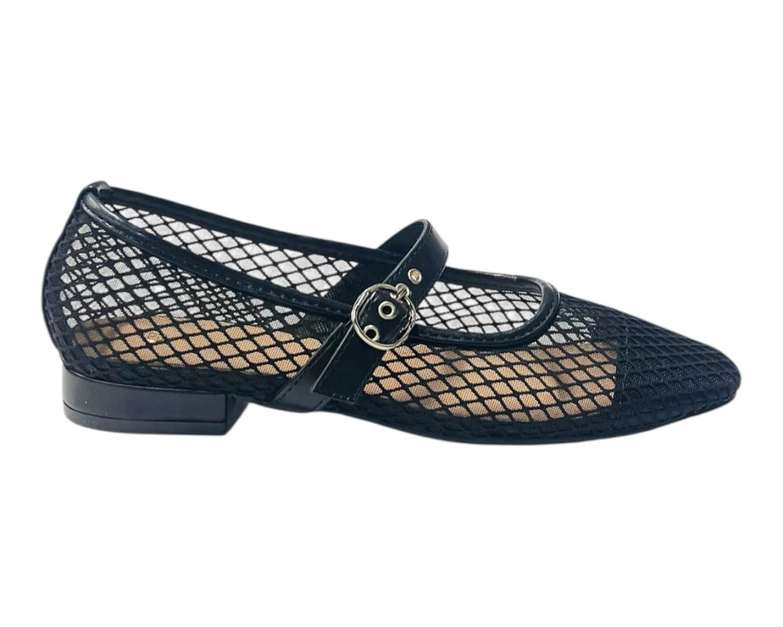 Women's Woven Mesh Mary Jane Flat Shoes