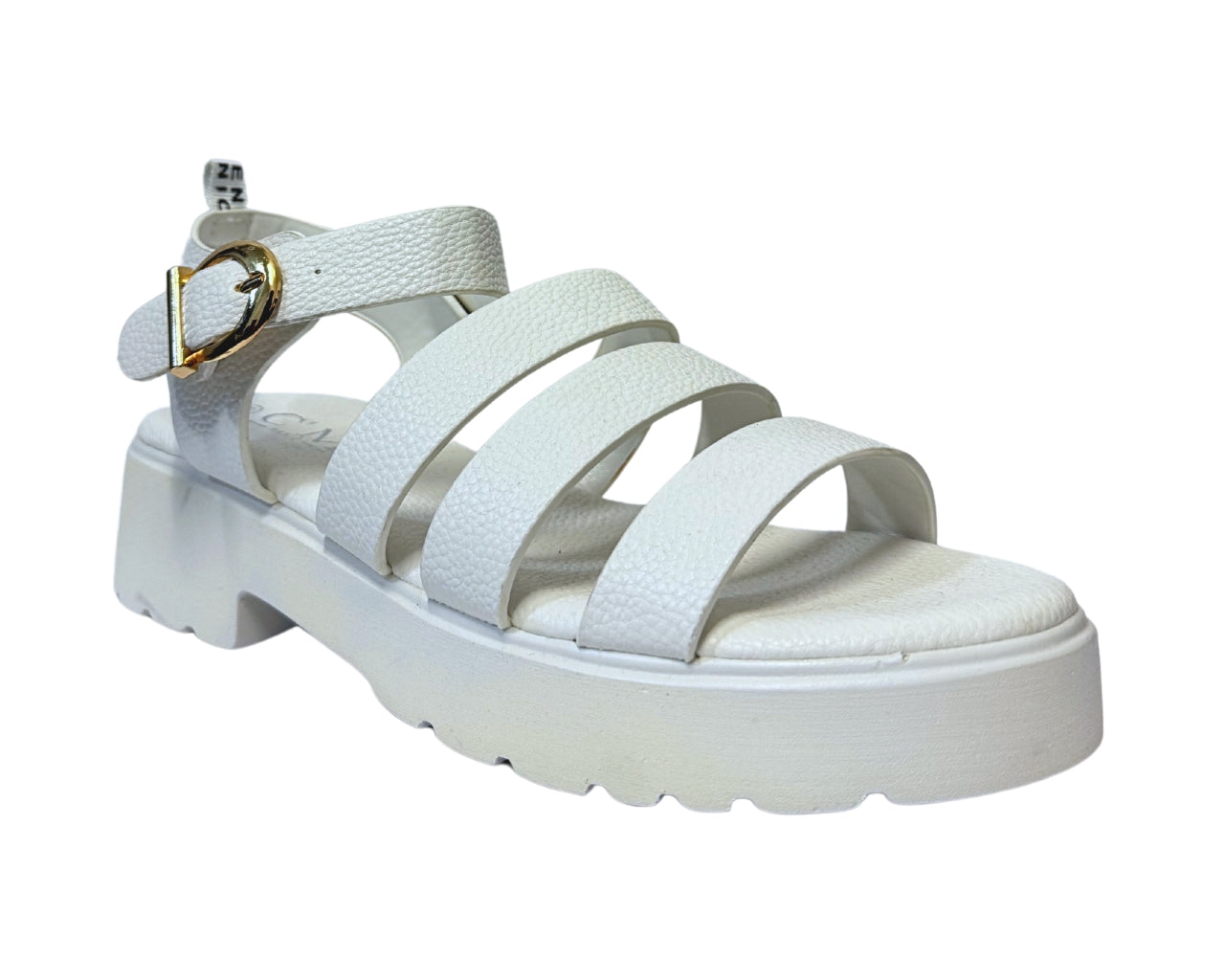 Women's Faux Leather Chunky Sole Golden Buckle Sandals
