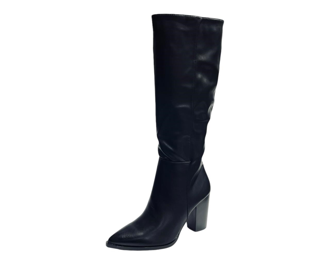 Women's Pointy Toe Knee High Boots Knight Block Heels Nightclub Shoes