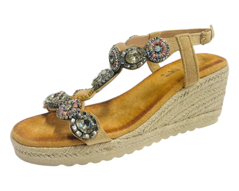 Women's Lightweight Diamante Espadrilles Wedge Sandals