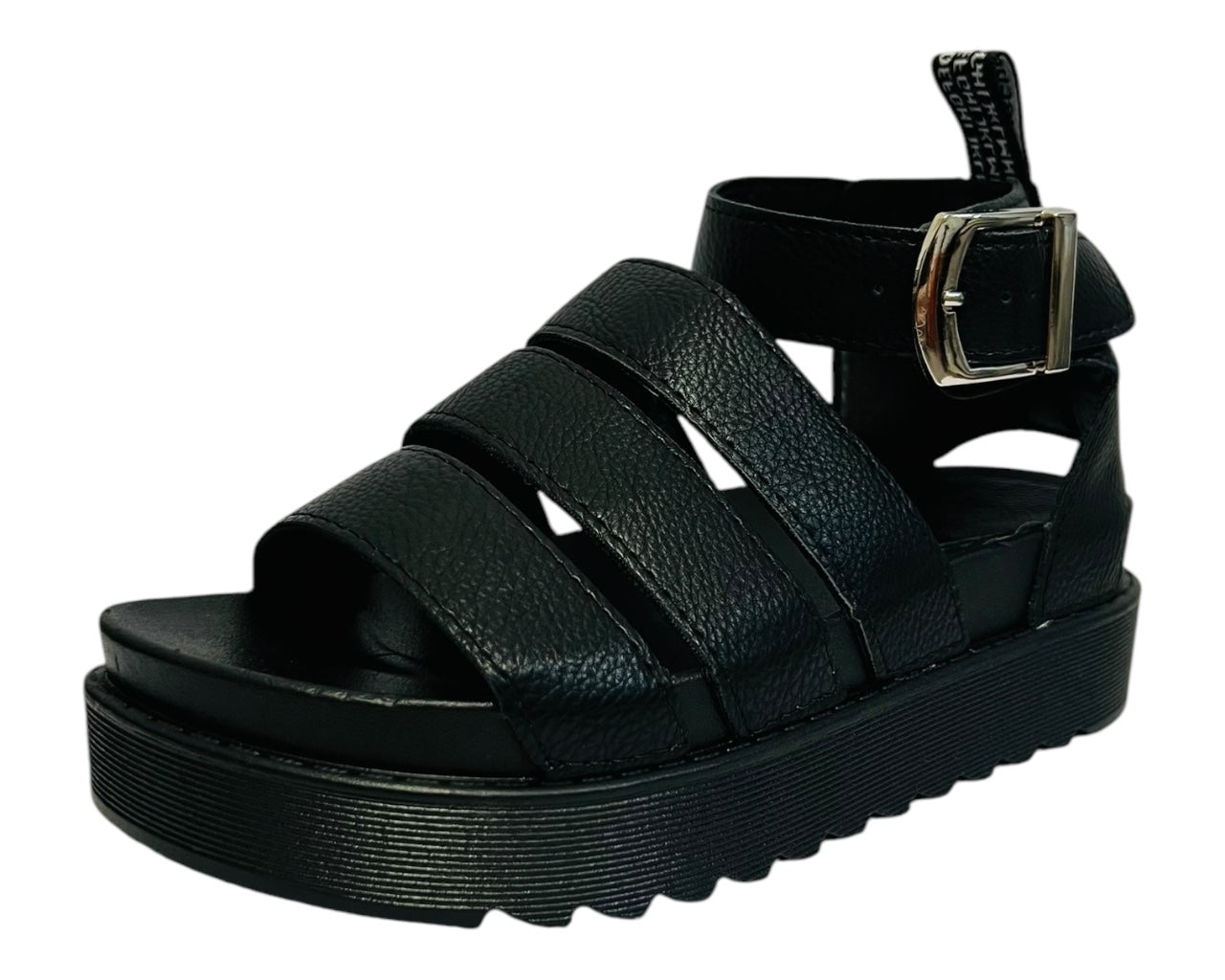 Women's Faux Leather Chunky Sole Gladiator Sandals Black
