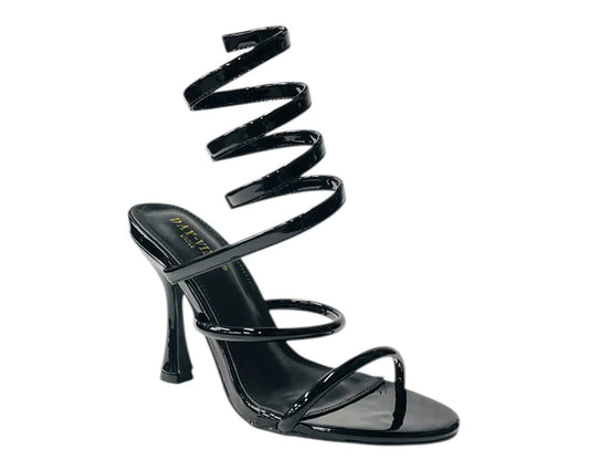 Women's Snake Anklet Round Toe High Heel Sandals