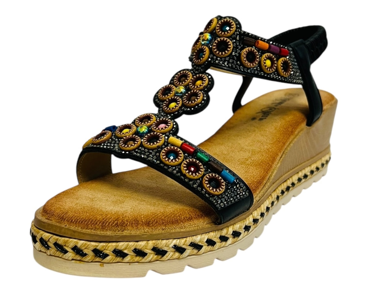 Women's Lightweight Diamante Slip On Wedge Sandals