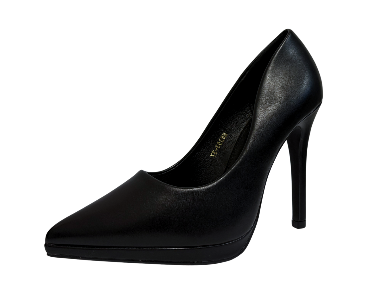 Women's Faux Leather Stiletto Heel Black Court Shoes
