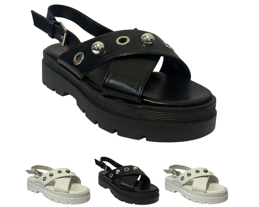 Women's Faux Leather Chunky Sole Sandals