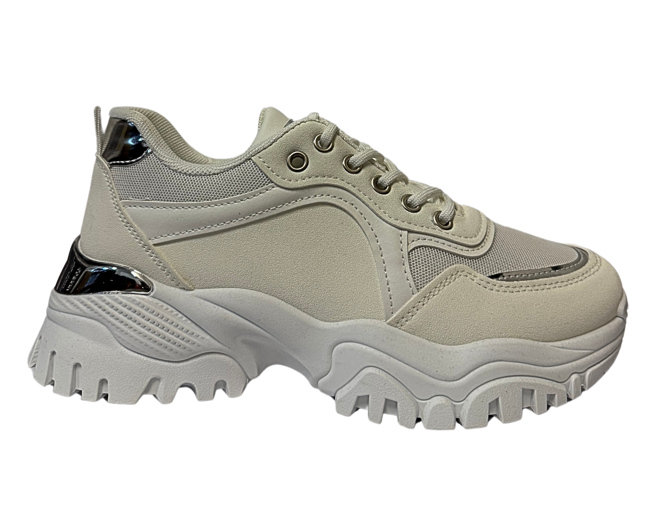 Women's Chunky Sole Diamante Lace Up Socks Trainers