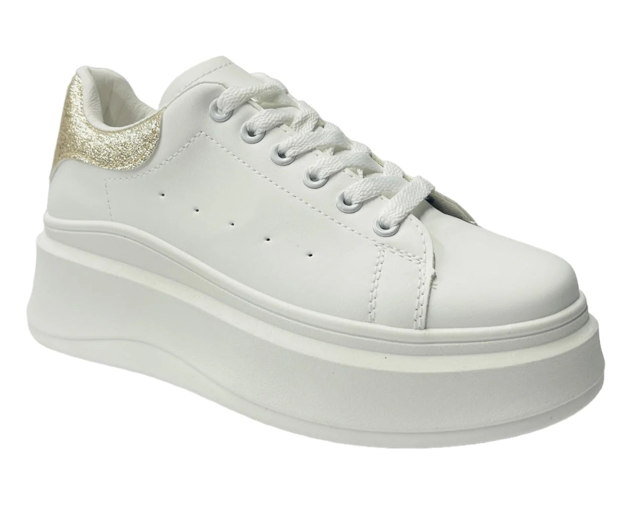 Women's Faux Leather Chunky Sole Lace Up Trainers