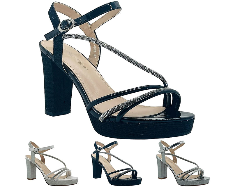 Diamante block heel shoes clearance