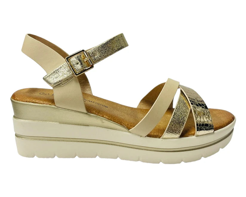 Women's Faux Leather Padded Ankle Strap Wedge Sandals