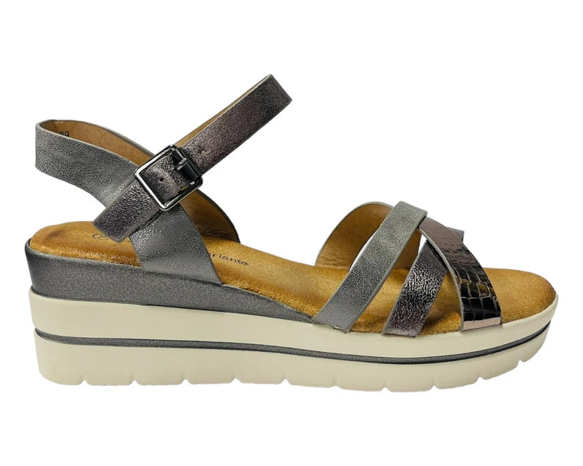 Women's Faux Leather Padded Ankle Strap Wedge Sandals