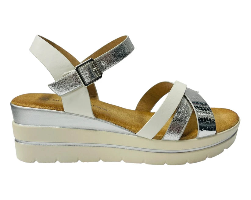Women's Faux Leather Padded Ankle Strap Wedge Sandals