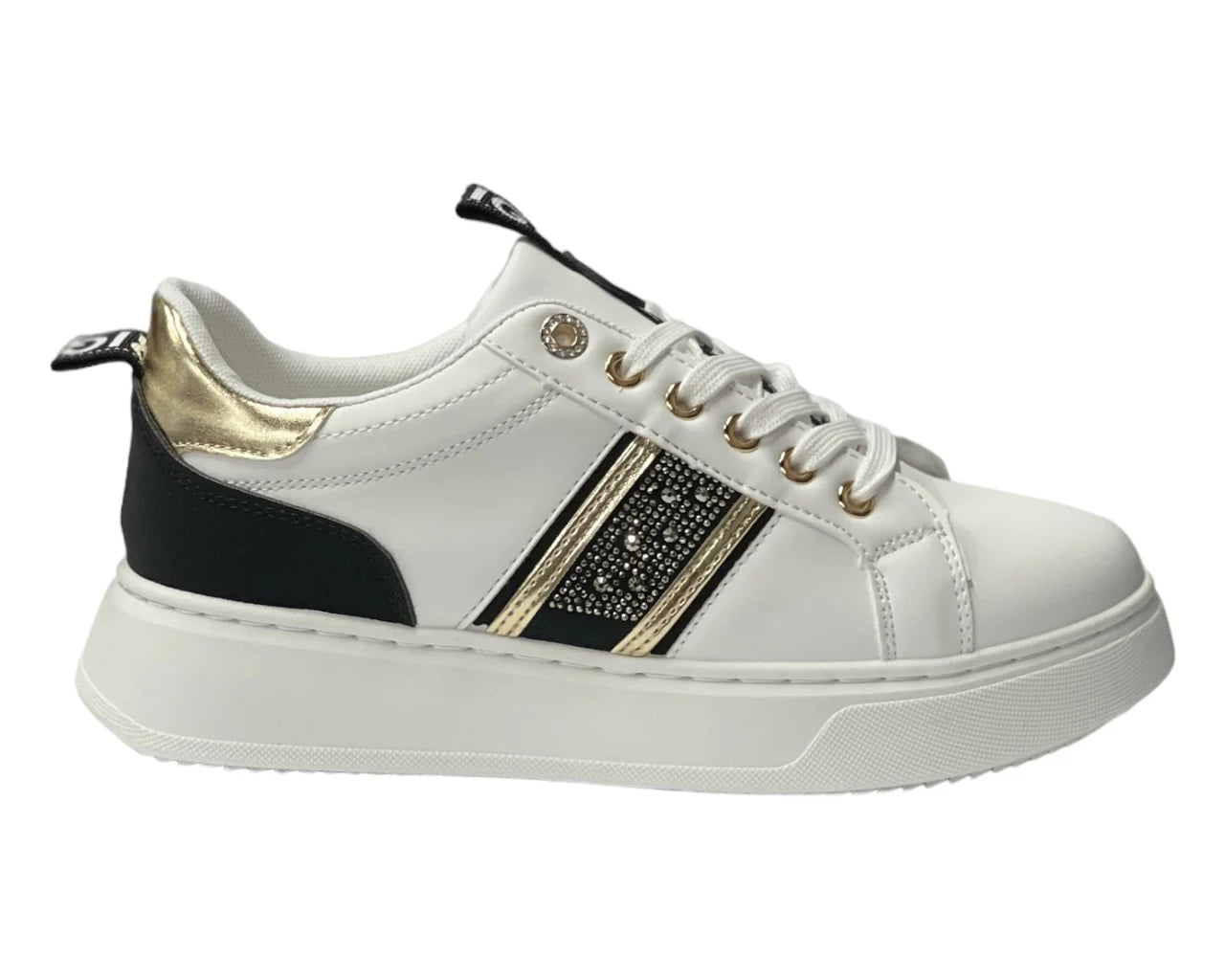 Women's  Faux Leather Rhinestone Lace Up Trainers