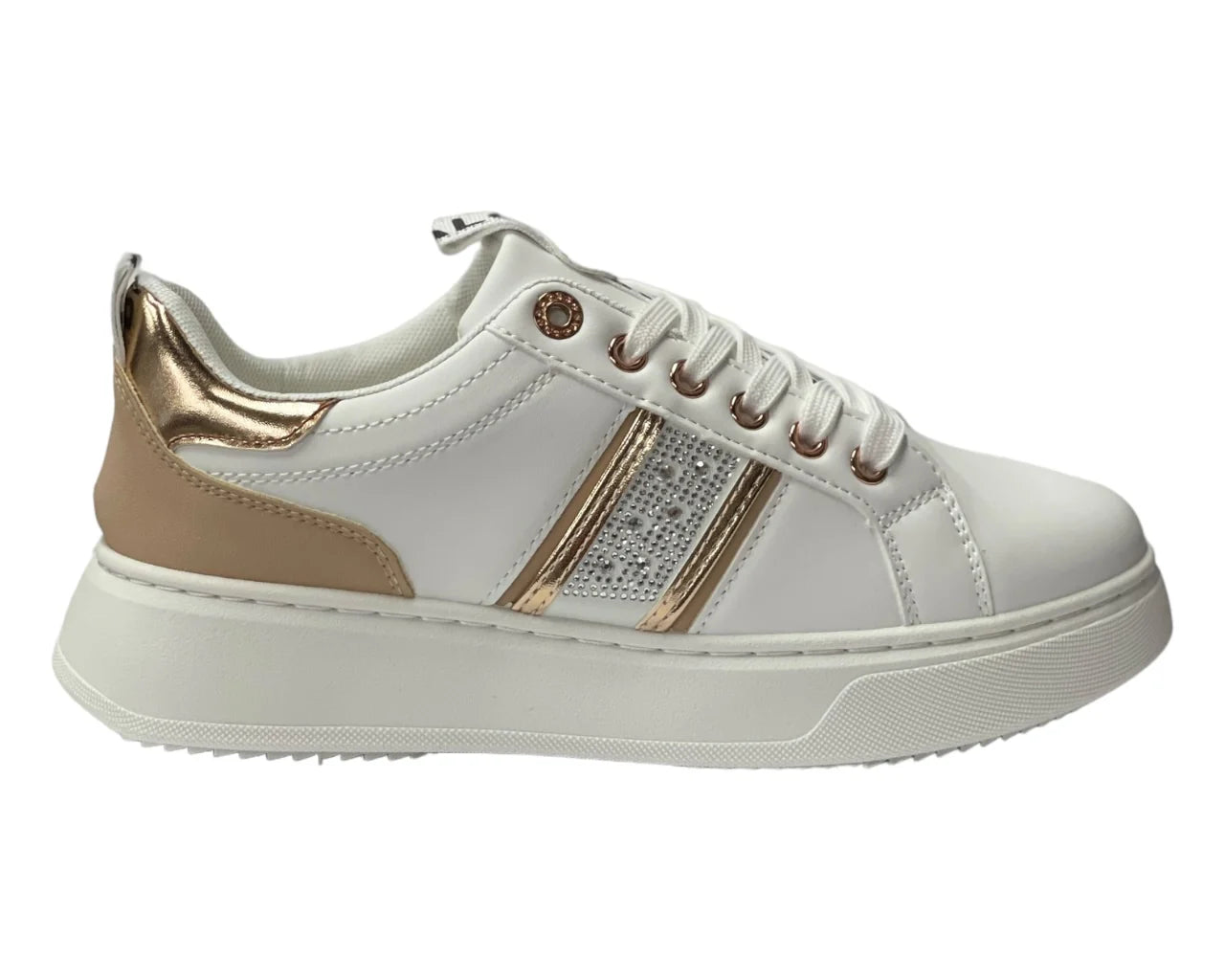 Women's  Faux Leather Rhinestone Lace Up Trainers