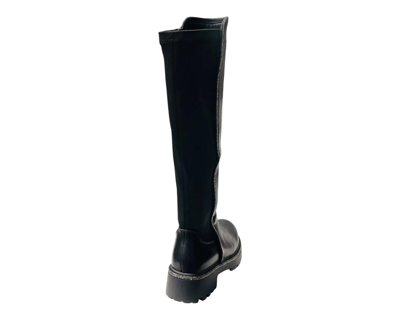 Women's CLS-319 Chunky Sole Rhinestone Knee High Boots