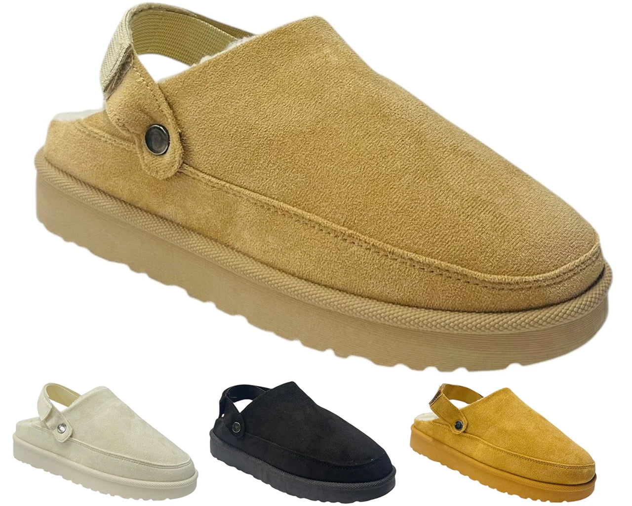 Women'sFaux Fur Lined Strap Flat Shoes