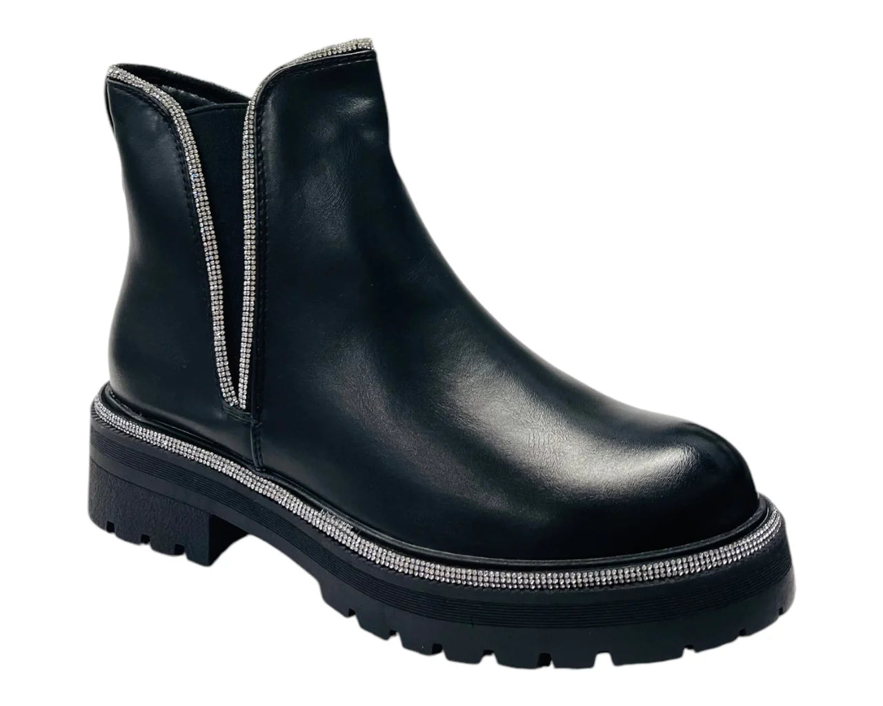 Women's Rhinestone Elastic Zip Chelsea Boots