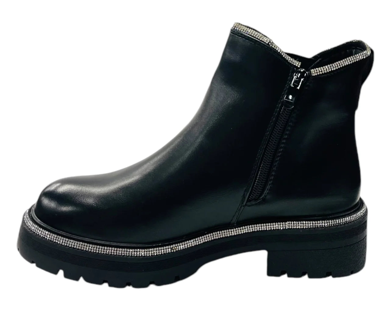 Women's Rhinestone Elastic Zip Chelsea Boots