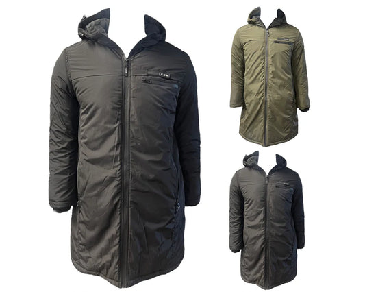 Full Zip Hooded Padded Long Parka Jacket