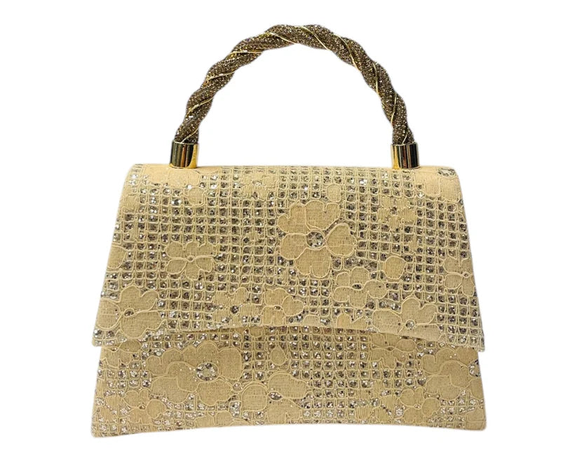 Women's Diamante Glitter Clutch Tote Bag
