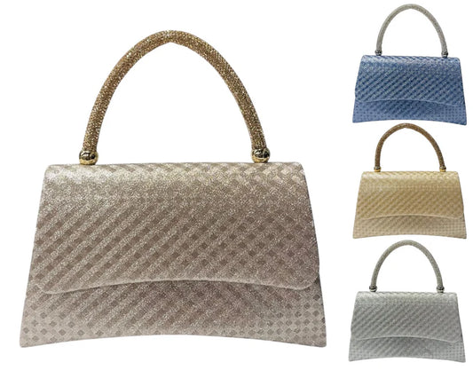 Women's Diamante Glitter Clutch Tote Bag