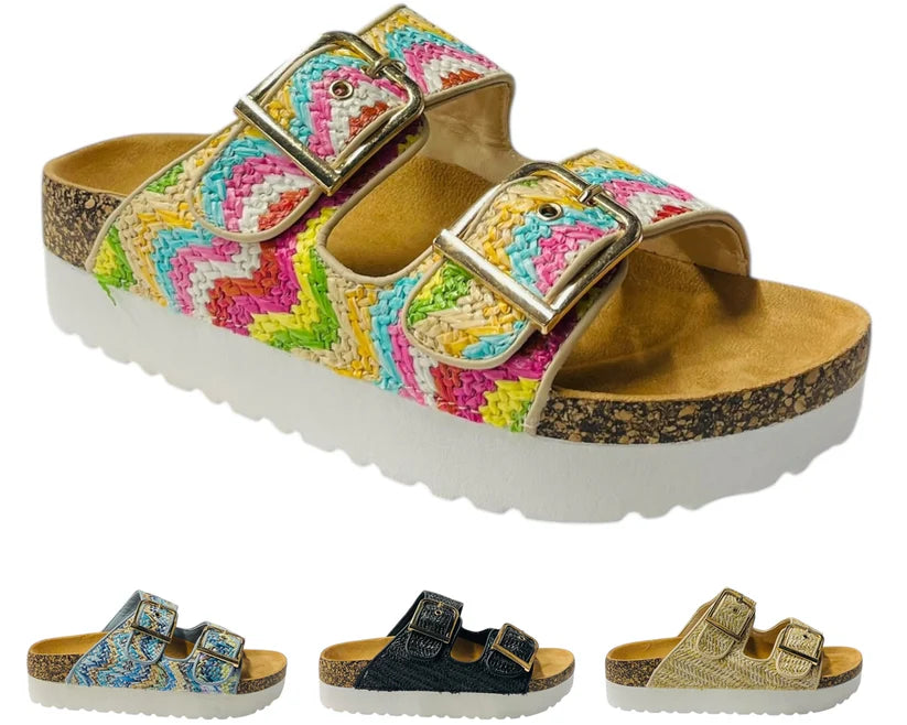 Buckle Strap Flatform Sandals