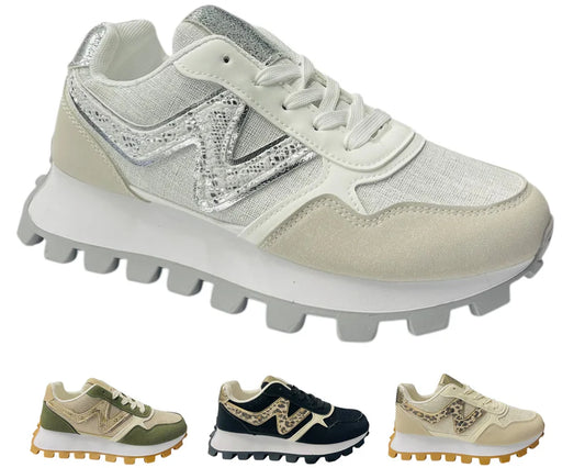 Women's Junior's Chunky Sole Lace Up Sports Trainers