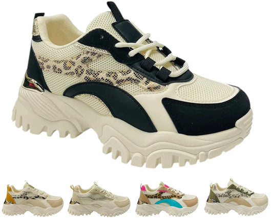 Women's Junior's Chunky Sole Lace Up Sports Trainers