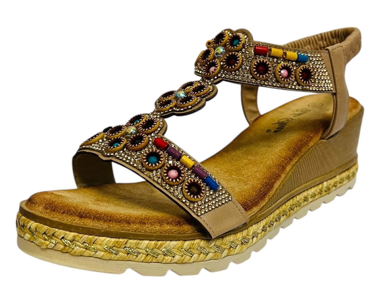 Women's Lightweight Diamante Slip On Wedge Sandals