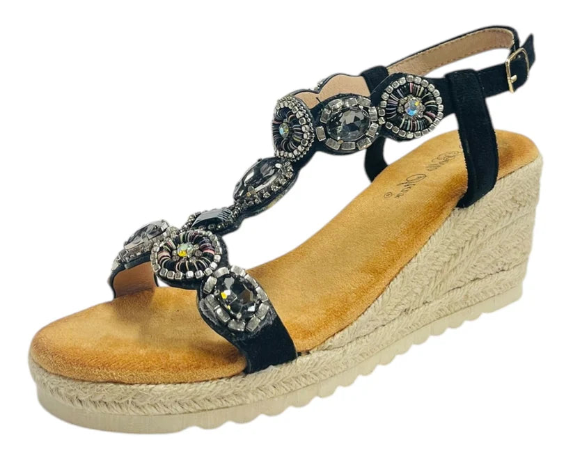 Women's Lightweight Diamante Espadrilles Wedge Sandals