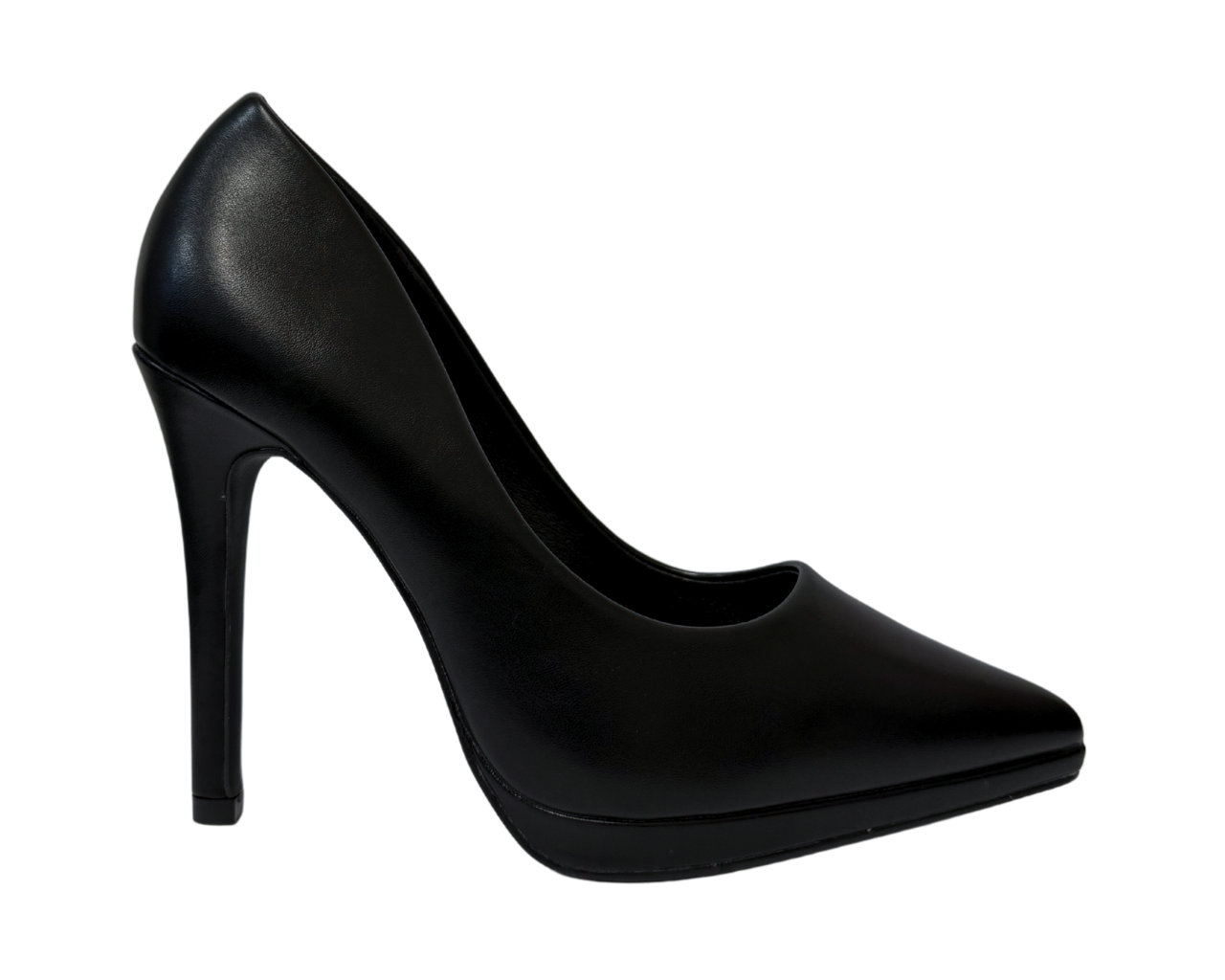 Women's Faux Leather Stiletto Heel Black Court Shoes