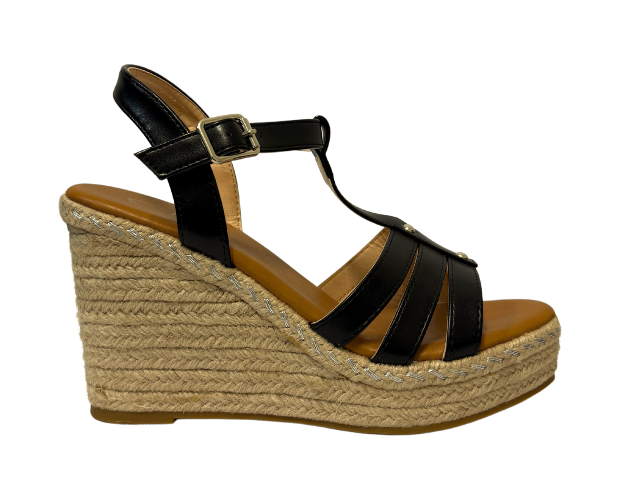 Women's Faux Leather Ankle Strap Wedge Sandals