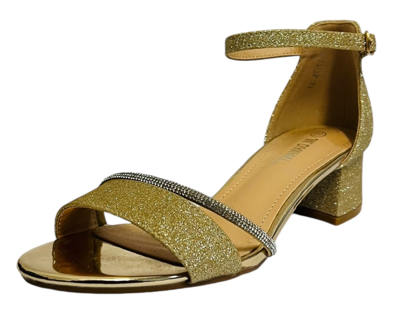 Ankle Strap Glitter Block 4.5CM Heel Shoes