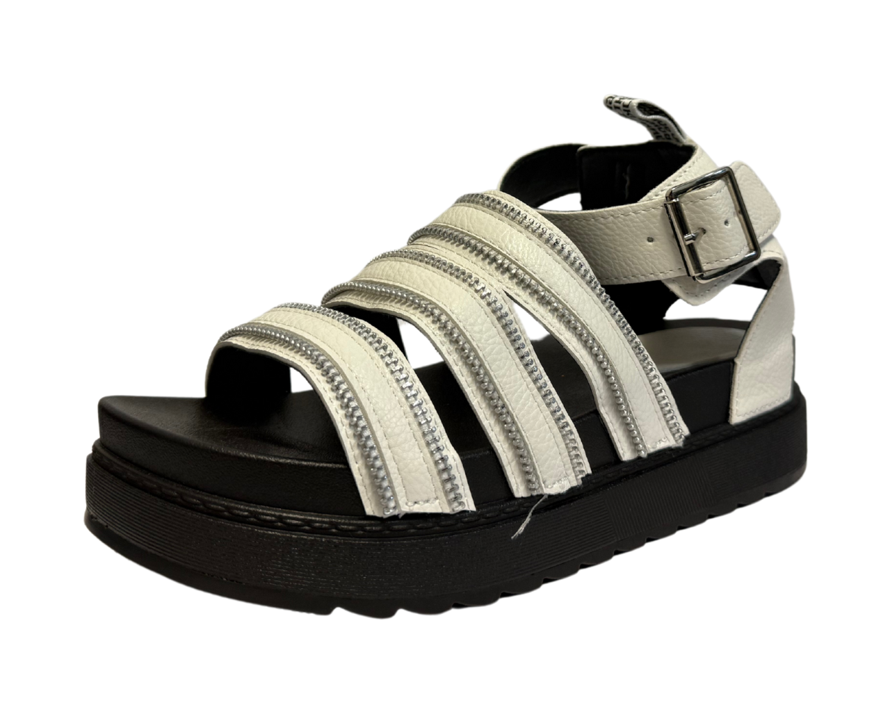 Women's Faux Leather Chunky Sole Double Buckle Gladiator Sandals
