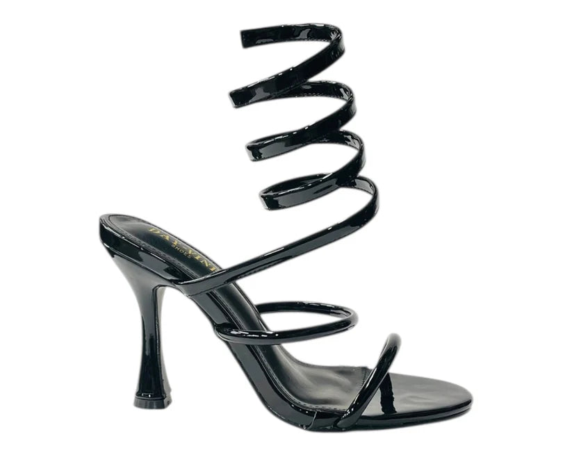 Women's Snake Anklet Round Toe High Heel Sandals
