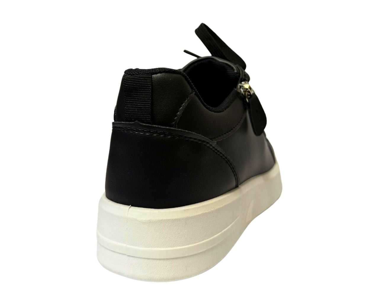 Women's Faux Leather Flat Sole Zip And Lace Up Trainers