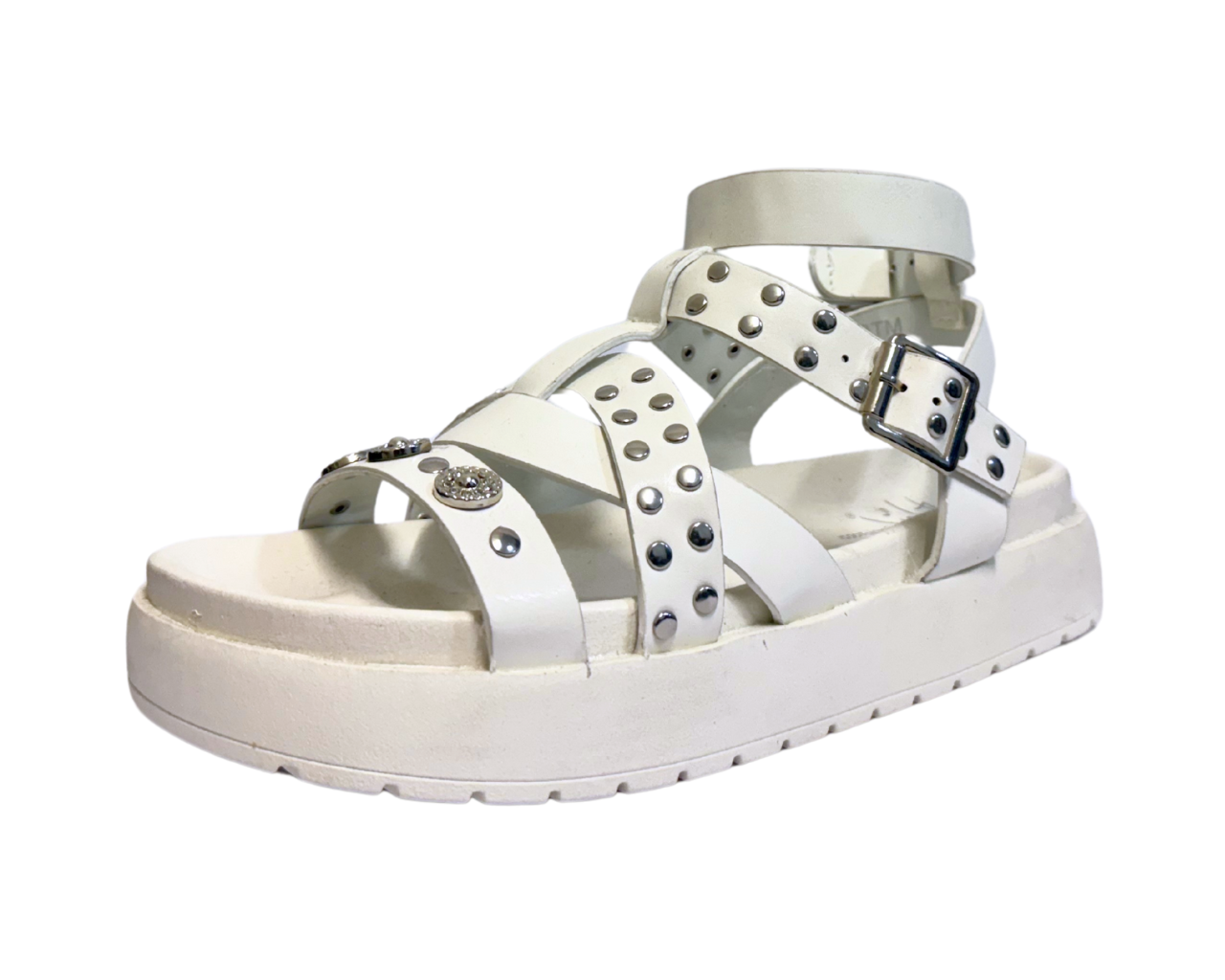 Women's Faux Leather Chunky Sole Golden Buckle Sandals