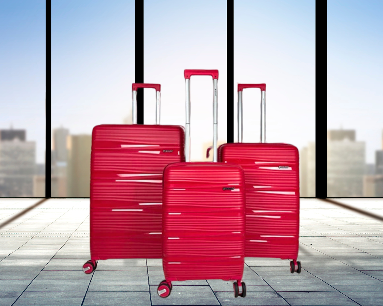 Hard Shell Lightweight Set of 3 Polypropylene Suitcases with Expandable Gusset
